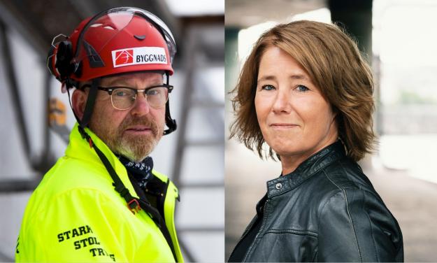 Johan Lindholm, ordförande i Riksbyggen och Johanna Frelin, vd Riksbyggen.